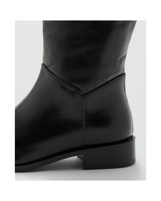 Mango Black Leather Knee High Boot