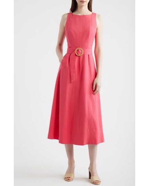 eliza j midi dress Women's Print Sleeveless - White and the silhouette gently flares for movement. Pink Midi Dress  Unclaimed