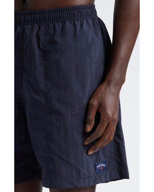 Noah NYC Blue Core Logo Patch Swim Trunks for men