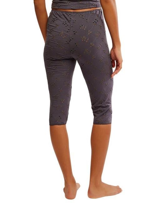 Free People Blue Full Bloom Eyelet Pajama Capri Pants