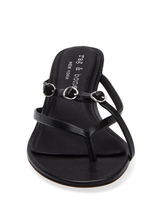 Rag & Bone White Sammie Buckle Kitten Heel Slide Sandal
