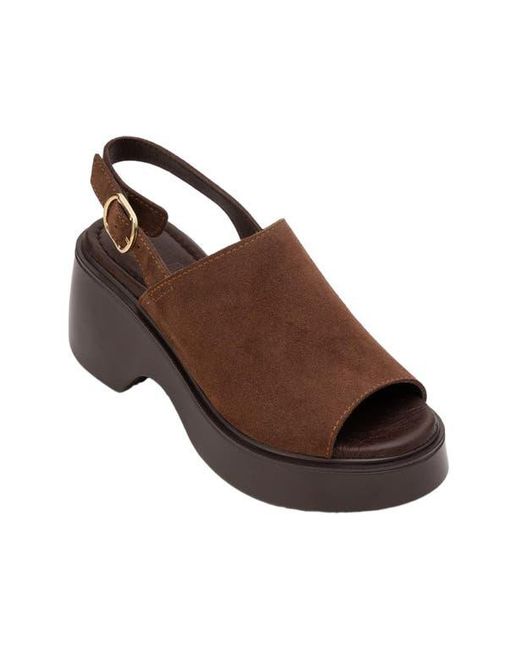 Forever & Always Shoes Brown Power Leather Platform Wedge Sandals