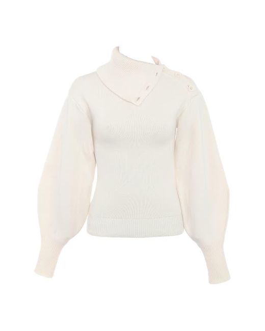 House Of Cb White Adelita Split Cowl Neck Sweater