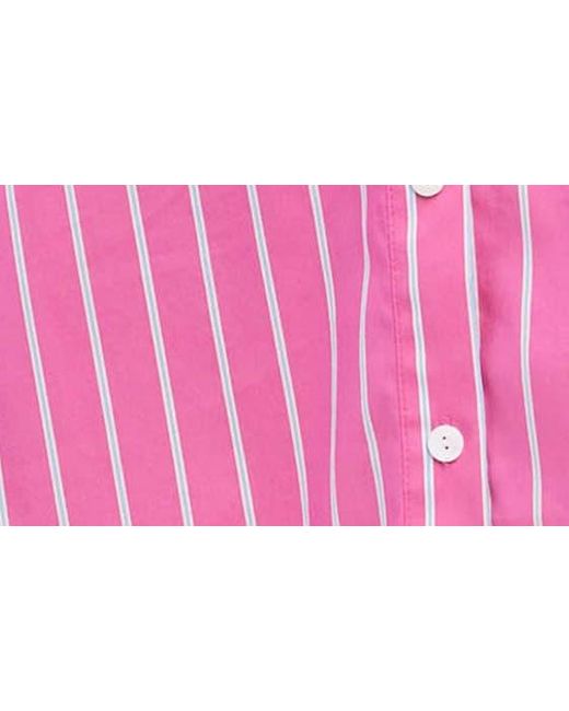Karen Kane Pink Stripe Long Sleeve Cotton Blend Shirtdress