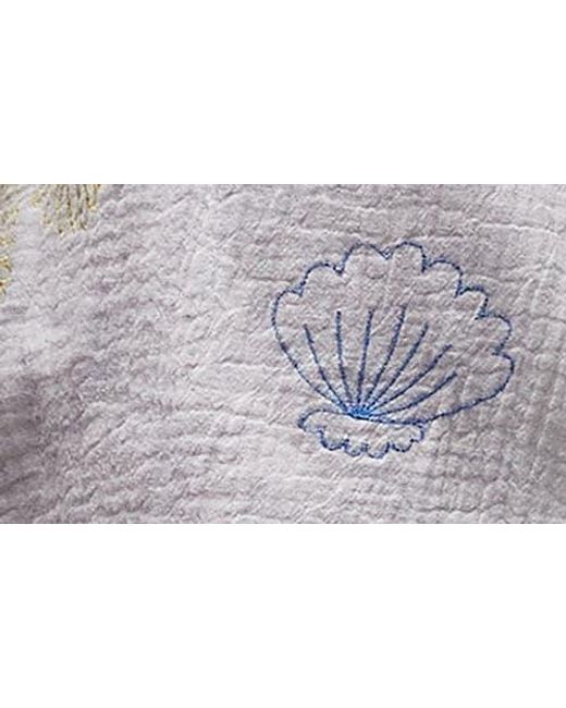 TOPSHOP Gray Resort Embroidered Cotton Camp Shirt