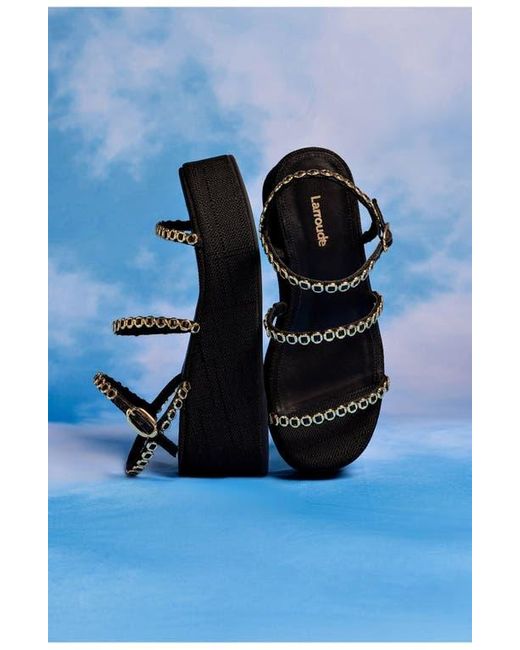 Larroude Black Gio Milanina Flatform Sandal