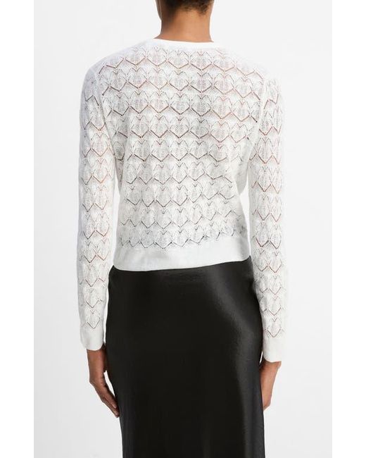Vince White Open Stitch Cotton Cardigan