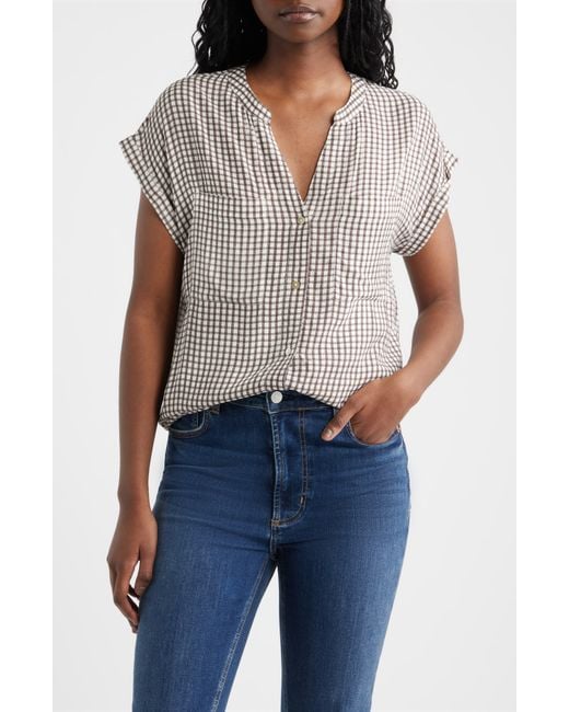 Rails Gray Mel Patch Pocket Gingham Button-Up Shirt