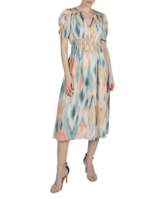 Julia Jordan Multicolor Abstract Print Midi Dress