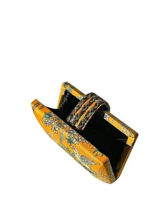 Simitri Orange Printed Braid Clutch