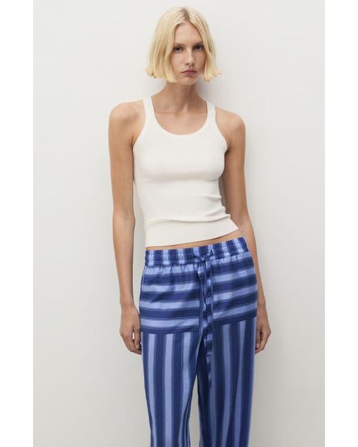 Mango Blue Stripe Wide Leg Pajama Pants