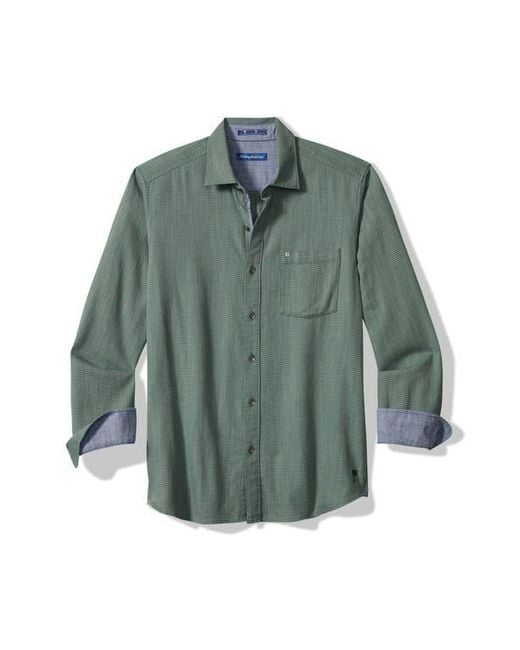 Tommy Bahama Green Dorado Stretch Cotton Button-Up Shirt for men