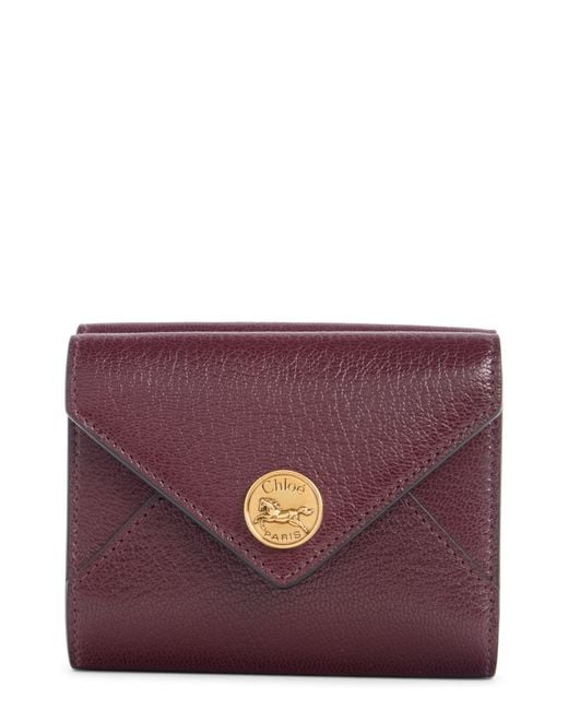 Chloé Purple Leather Envelope Trifold Wallet