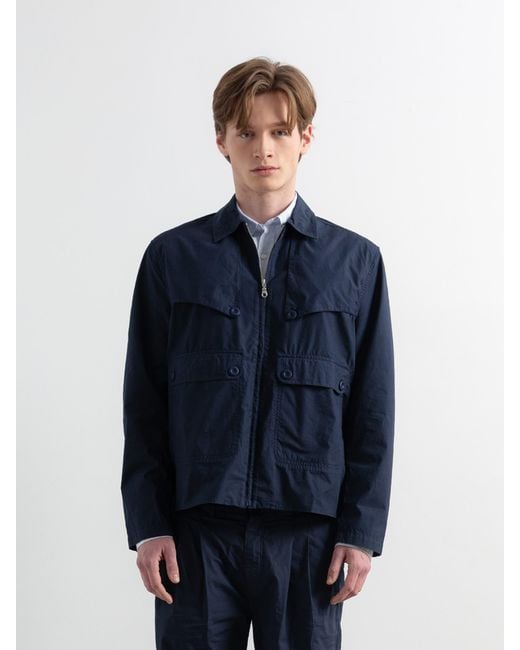 Edmmond Studios Blue Long Sleeve Utility Zip Jacket for men