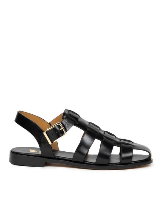 Bobbies Black Romane Flat Sandals