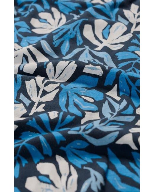 Seasalt Cornwall Blue Rose A-Line Stretch Organic Cotton Midi Skirt