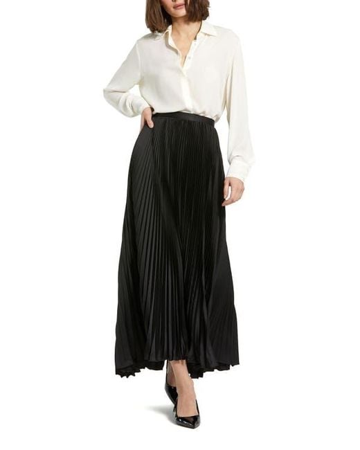 Mac Duggal Women's Black Long Pleated Satin Evening Skirt