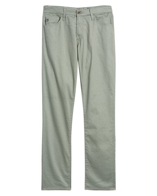 AG Jeans Green Everett Slim Straight Leg Stretch Cotton & Linen Pants for men
