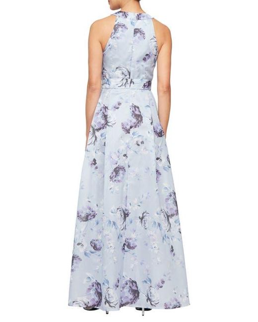 Alex Evenings Blue Shimmer Tie Belt Organza Gown