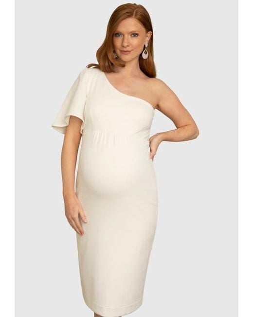 Tiffany Rose Maternity White Taylor One Shoulder Dress