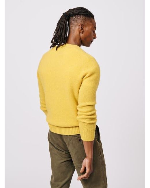 aubi Yellow Prestwick Shetland Crew Neck Sweater for men