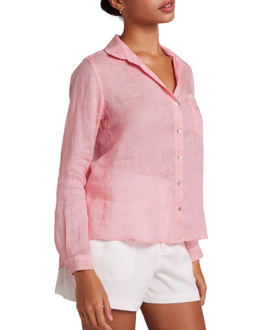 Bella Dahl Pink Garment Dyed Linen Button-up Shirt