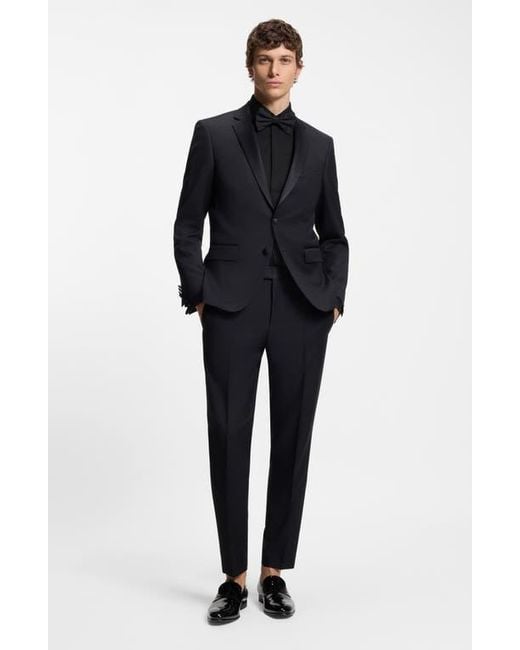 Boss Black Hank Slim Fit Wrinkle Resistant Cotton Tuxedo Shirt for men