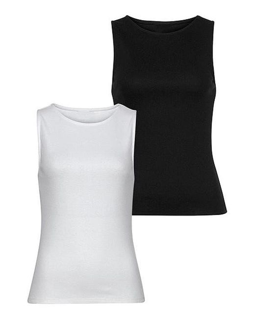 Lascana Black Pk Basic Tank Tops