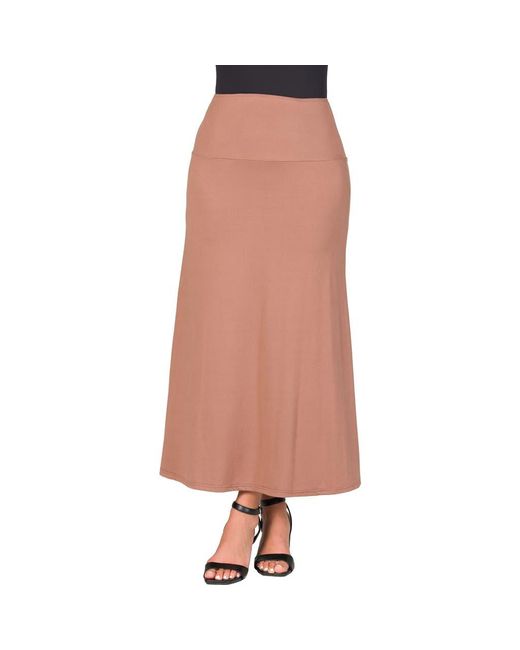 24seven Comfort Apparel Pink Maternity Elastic Waist Maxi Skirt