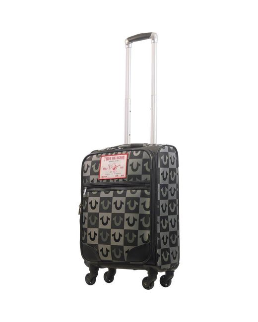 True Religion Black Soft Sided 23 Expandable, Checkered Spinner Luggage