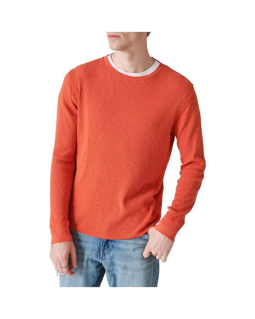 Lucky Brand Orange Garment Dye Thermal T-Shirt for men
