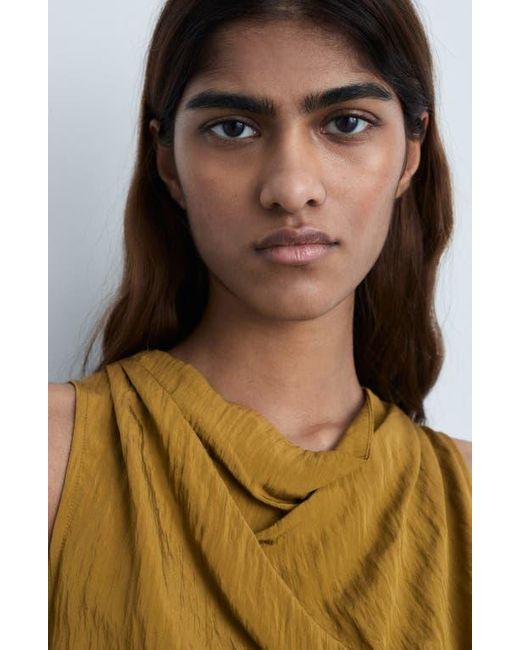 Mango Orange Texture Tie Waist Sleeveless Top