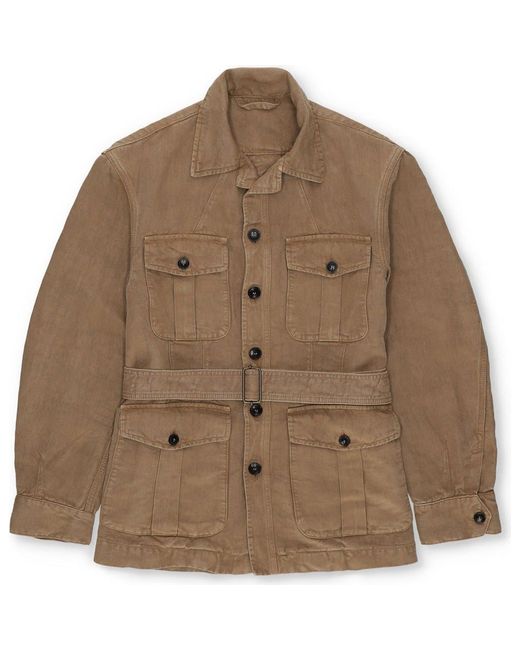 Fortela Brown Clint Linen Sahariana Jacket for men