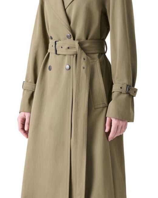 Akris Punto Natural Double Breasted Cotton Gabardine Trench Coat