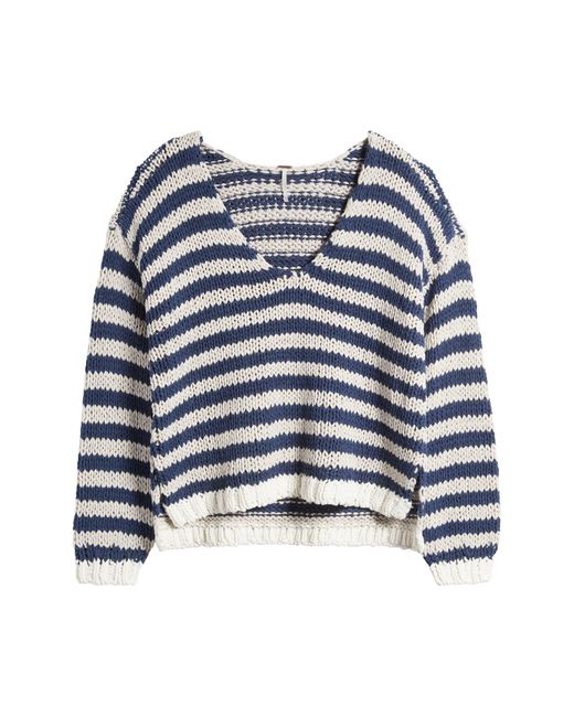 Free People Blue Portland Stripe Cotton Sweater