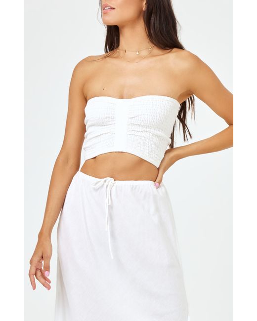 L*Space White Summer Feels Smocked Tube Top