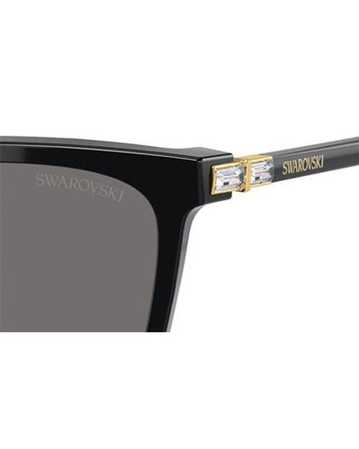 Swarovski Gray 55Mm Polarized Rectangular Sunglasses