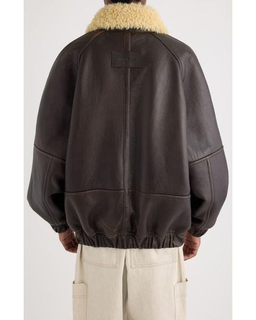 Jacquemus Black Le Bombardier Lambskin Leather & Genuine Shearling Aviator Jacket for men