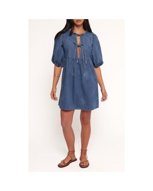 Petal & Pup Blue Romana Tie Front Denim Minidress