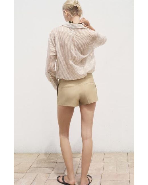 Mango Brown Stripe Sheer Long-Sleeve Button-Up Shirt