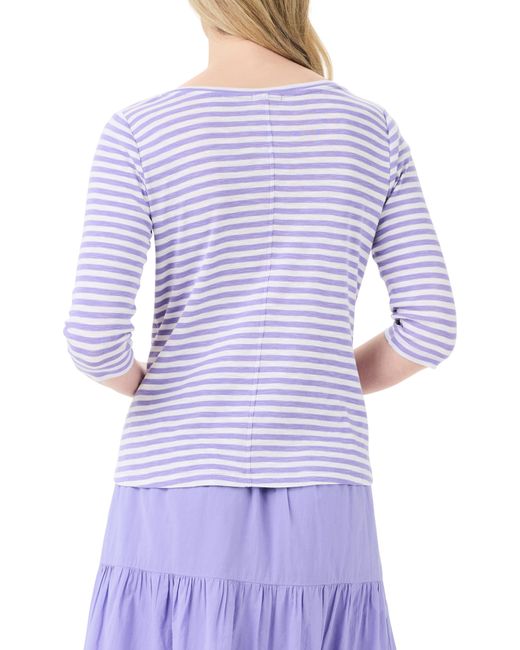 NZT by NIC+ZOE Purple Nzt By Nic+zoe Stripe Boat Neck Cotton T-shirt