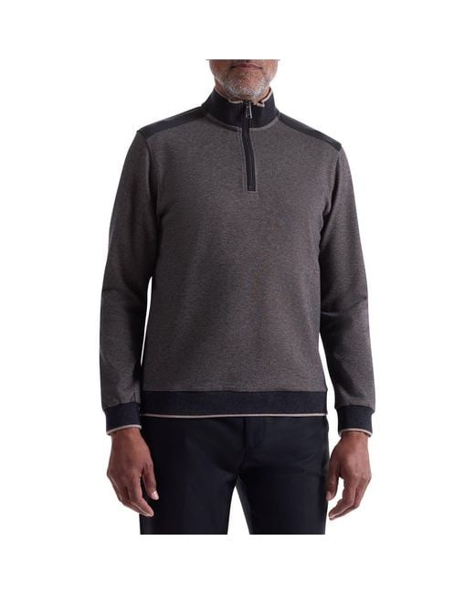 Bugatchi Black Mélange Quarter Zip Top for men