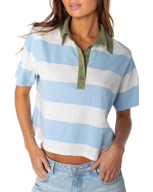 Roxy Blue Brookview Striped Polo