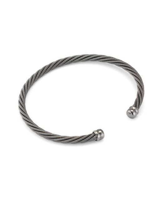 Jan Leslie Men's Metallic Adjustable Stainless Steel Twisted Cable Cuff Bracelet