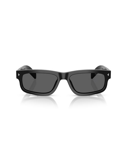 Prada Black 57Mm Rectangular Sunglasses for men