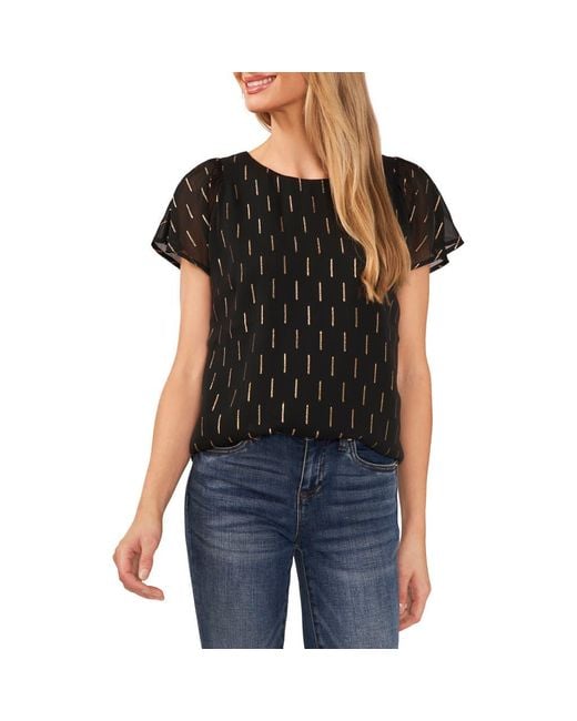 Cece Black Tiered Ruffle Knit Blouse