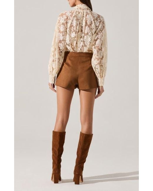 Astr Brown Jude Faux Suede Shorts