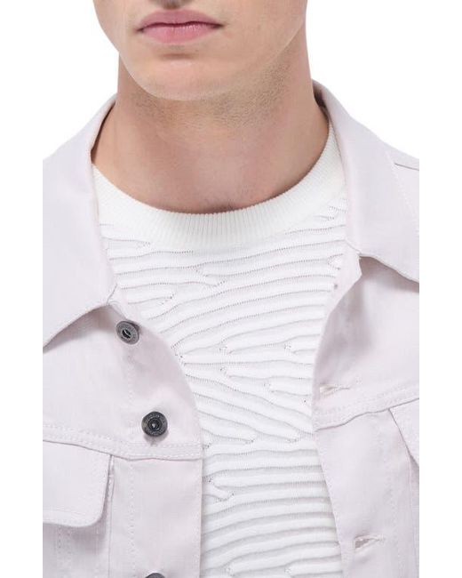 Bugatchi Multicolor Stretch Linen & Cotton Trucker Jacket for men