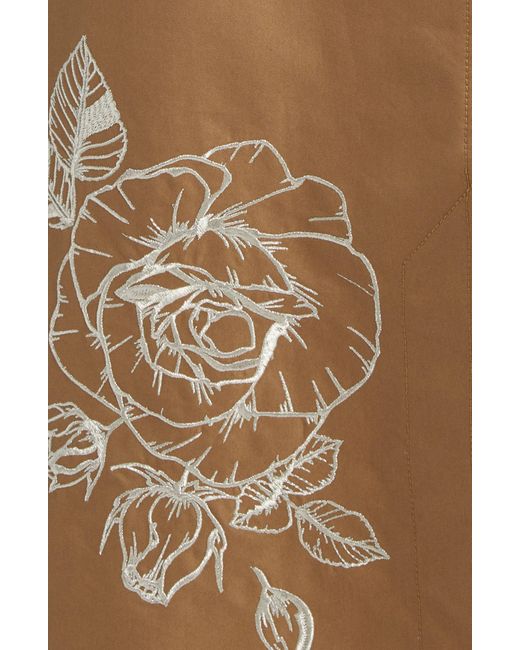 Cinq À Sept Natural Astrid Embroidered Floral Detail Cotton Blend Trench Coat