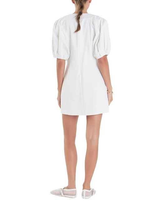 English Factory Lace Up Front Puff Sleeve Minidress in White Lyst